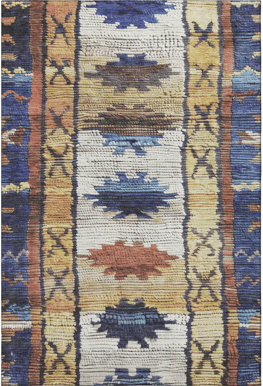 Gold Copper And Ivory Tribal Washable Area Rug With UV Protection Photo 3