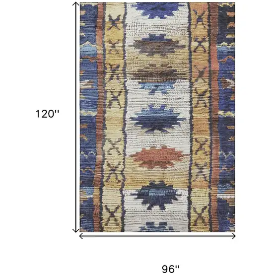 Gold Copper And Ivory Tribal Washable Area Rug With UV Protection Photo 8