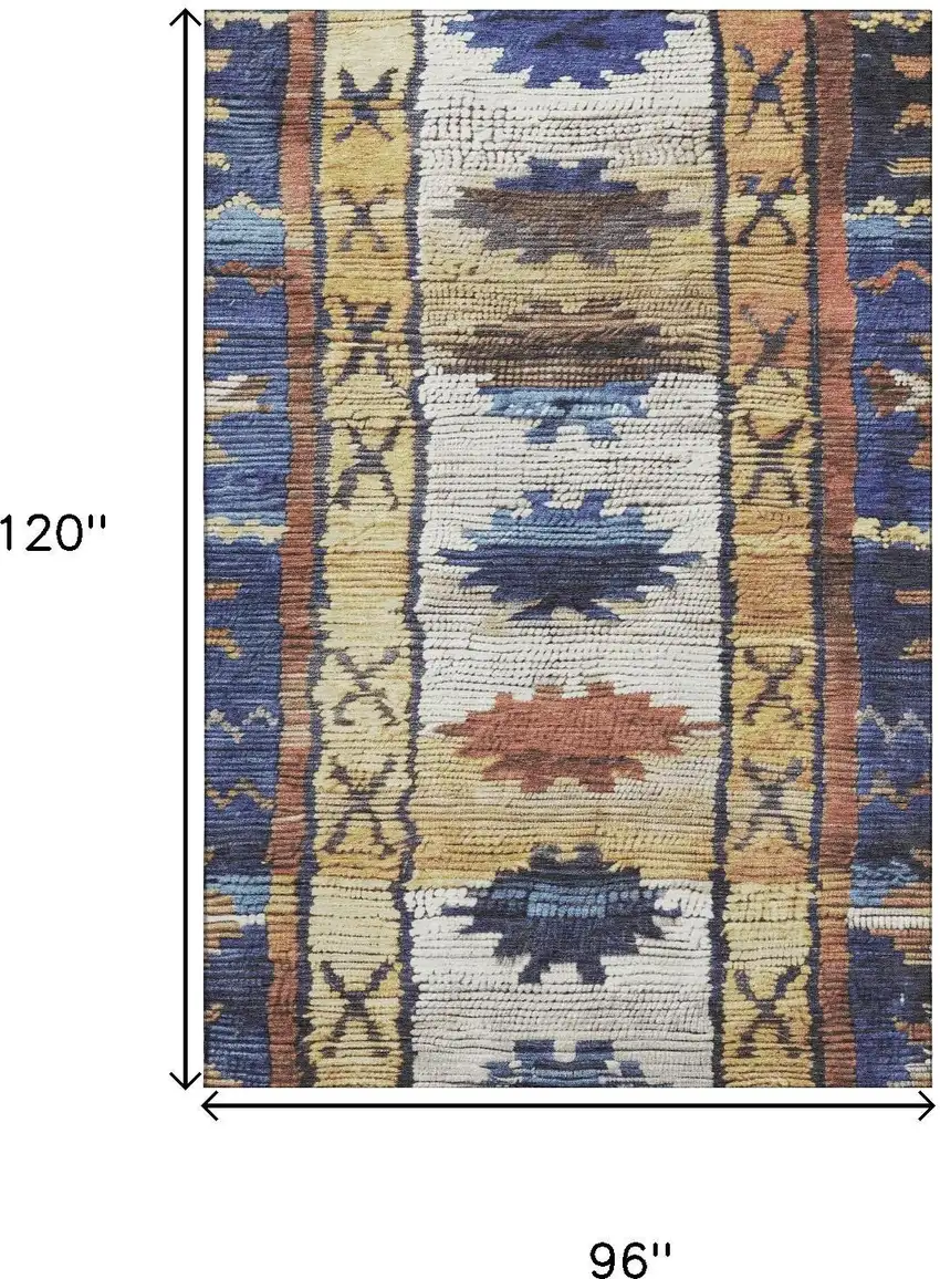 Gold Copper And Ivory Tribal Washable Area Rug With UV Protection Photo 8