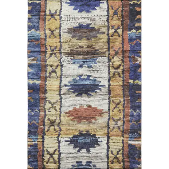 Gold Copper And Ivory Tribal Washable Area Rug With UV Protection Photo 1