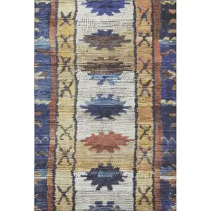 Photo of Gold Copper And Ivory Tribal Washable Area Rug With UV Protection