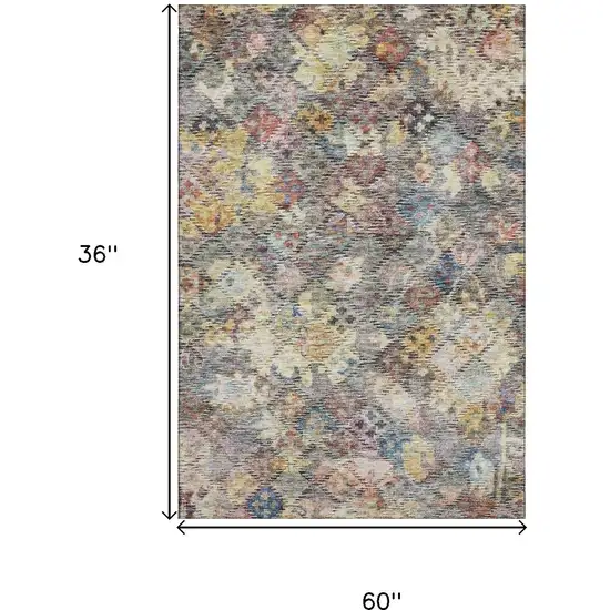 Gold Coral And Blue Abstract Geometric Washable Area Rug With UV Protection Photo 9