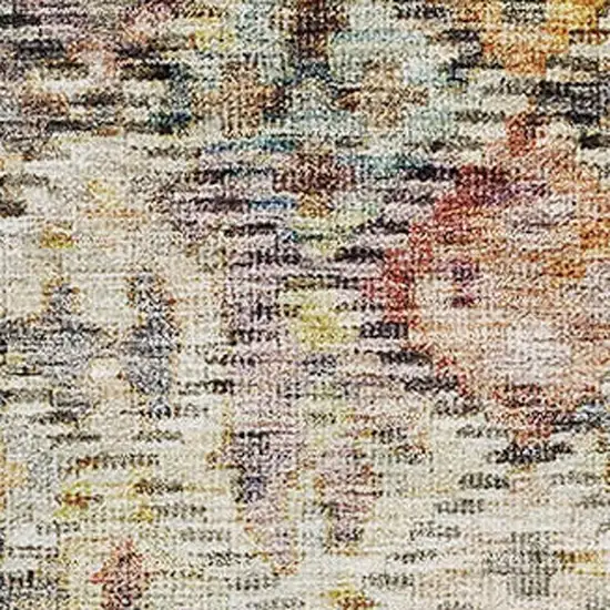 Gold Coral And Blue Abstract Geometric Washable Area Rug With UV Protection Photo 3