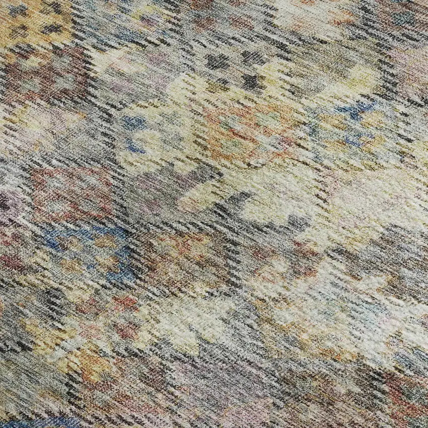 Gold Coral And Blue Abstract Geometric Washable Area Rug With UV Protection Photo 2