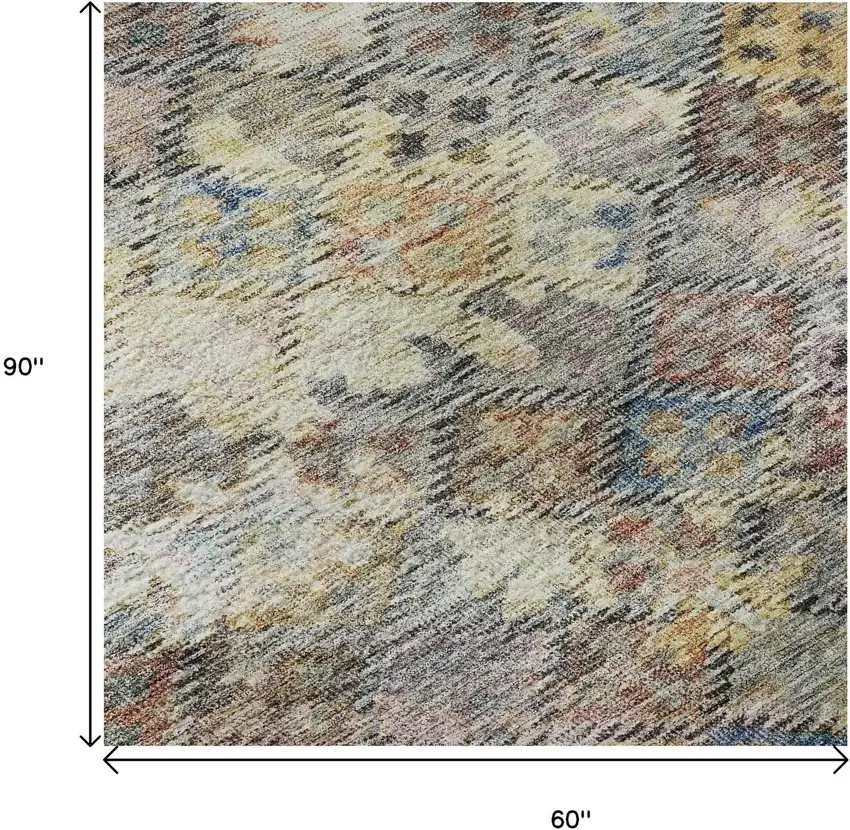 Gold Coral And Blue Abstract Geometric Washable Area Rug With UV Protection Photo 9