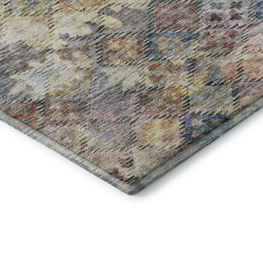 Gold Coral And Blue Abstract Geometric Washable Area Rug With UV Protection Photo 7