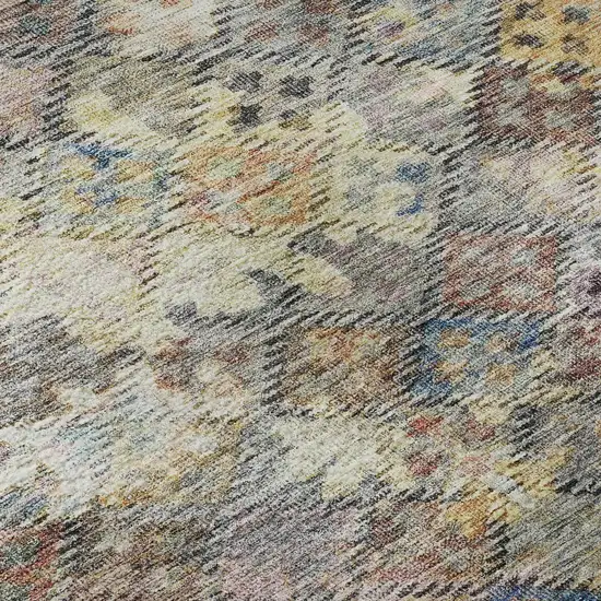 Gold Coral And Blue Abstract Geometric Washable Area Rug With UV Protection Photo 1