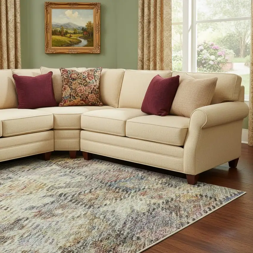 Gold Coral And Blue Abstract Geometric Washable Area Rug With UV Protection Photo 2