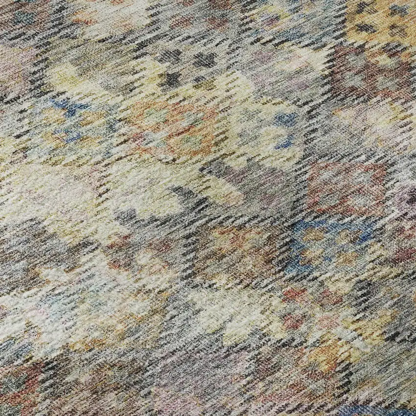 Gold Coral And Blue Abstract Geometric Washable Area Rug With UV Protection Photo 1