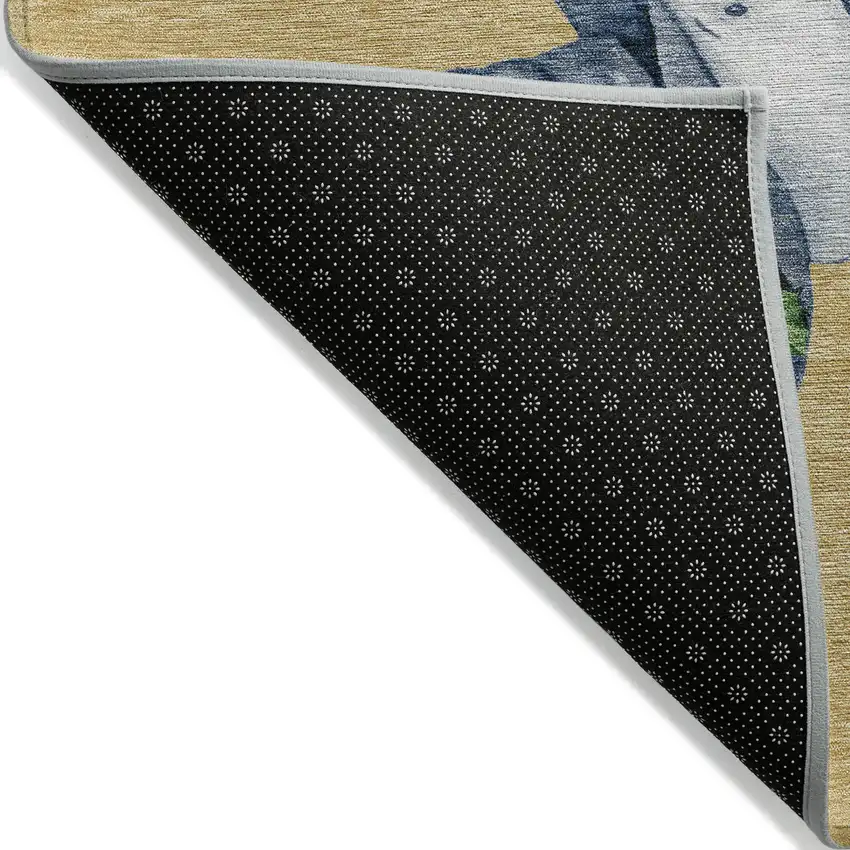 Gold Denim Blue And Ivory Snowmen Washable Indoor Outdoor Area Rug Photo 9