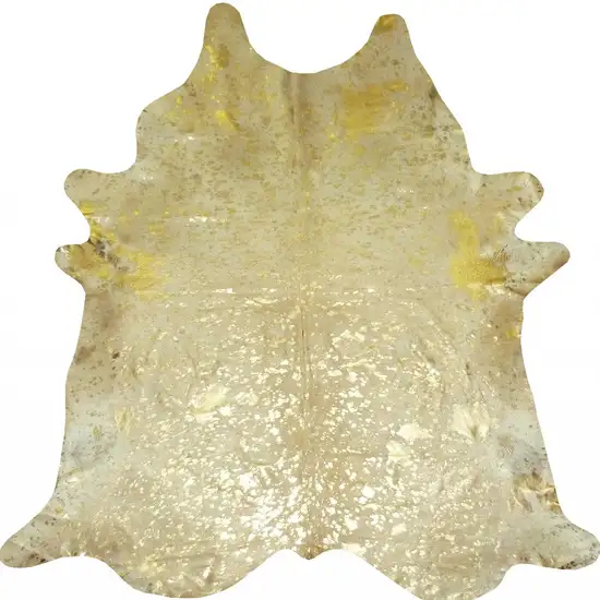 6 Ft Gold Devore Brindled Cowhide Rug Photo 3