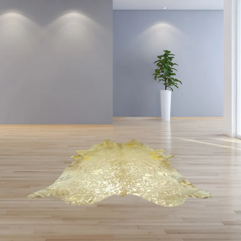 Gold Devore Brindled Cowhide Rug Photo 4