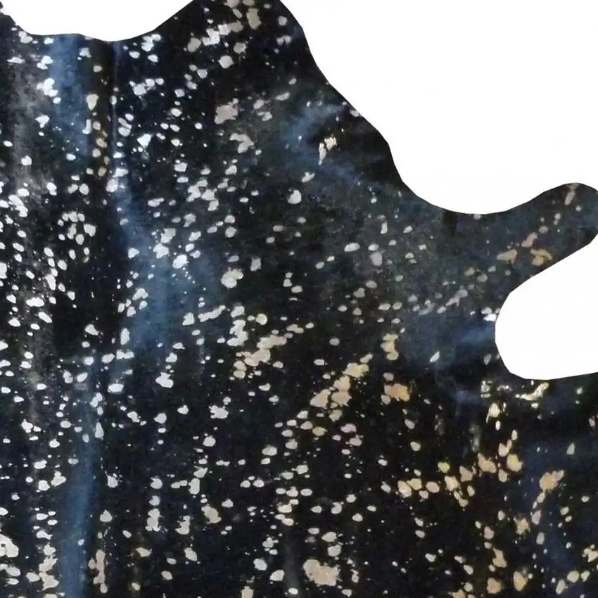 Gold And Black Cowhide Handmade Area Rug Photo 3