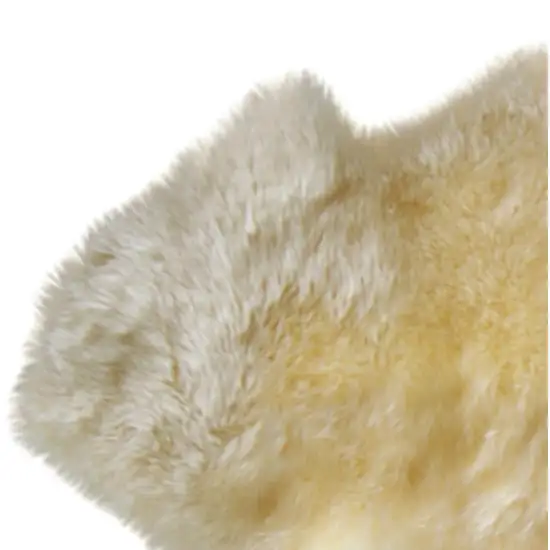 6' Runner Gold and White Wool Shag Sheepskin Area Rug Photo 3