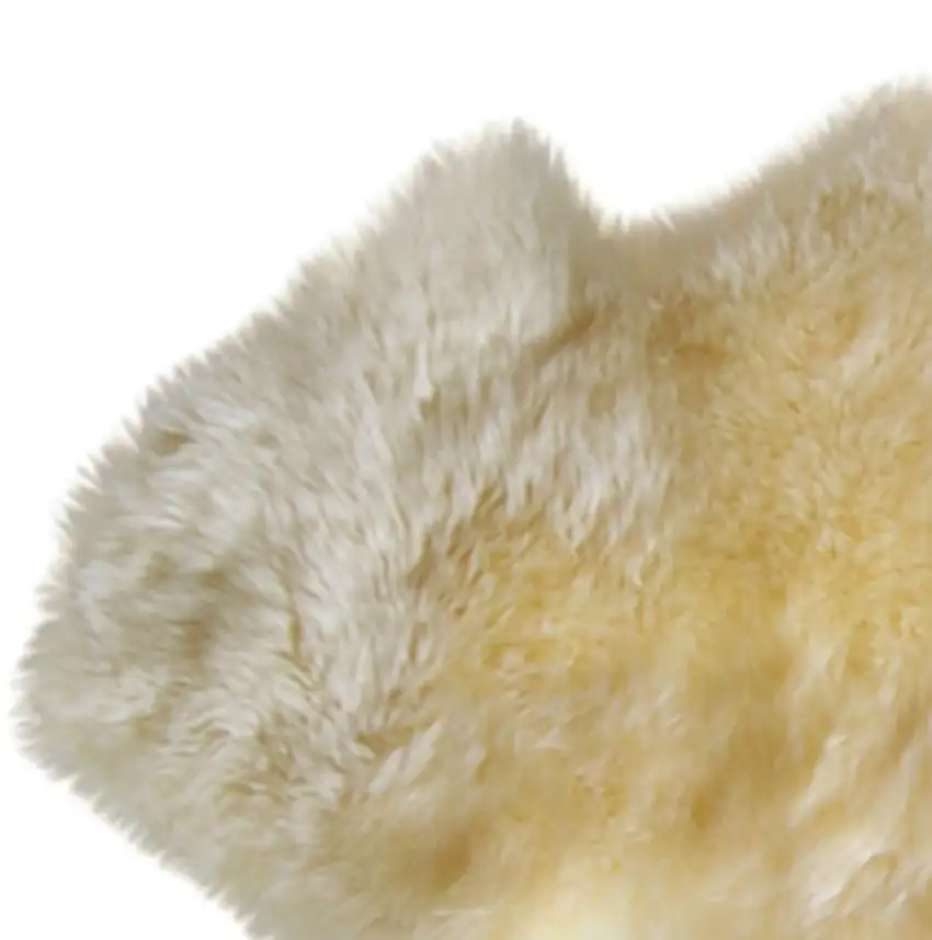 6' Runner Gold and White Wool Shag Sheepskin Area Rug Photo 3