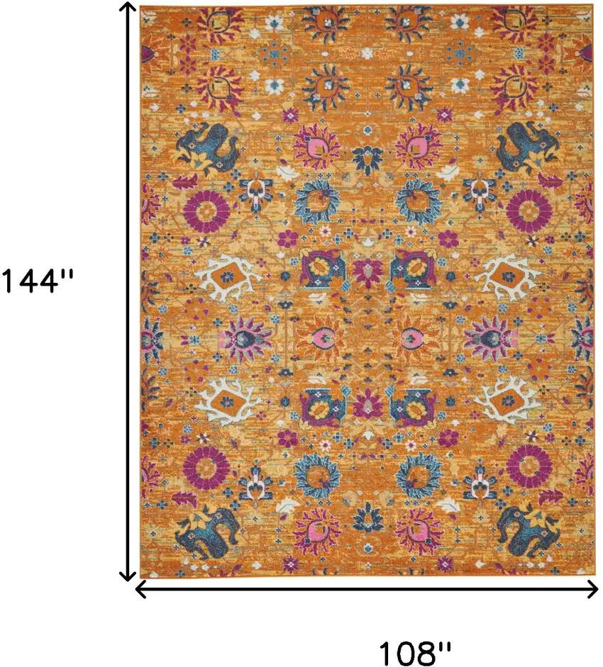 Gold Floral Power Loom Area Rug Photo 8