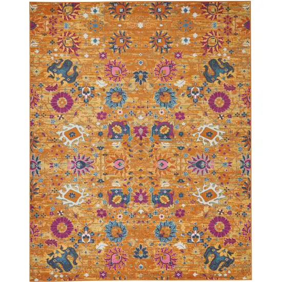 Gold Floral Power Loom Area Rug Photo 2