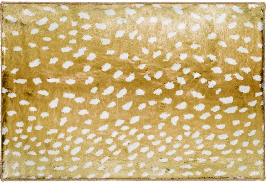 Gold Gazelle Print Shag Handmade Non Skid Area Rug Photo 5