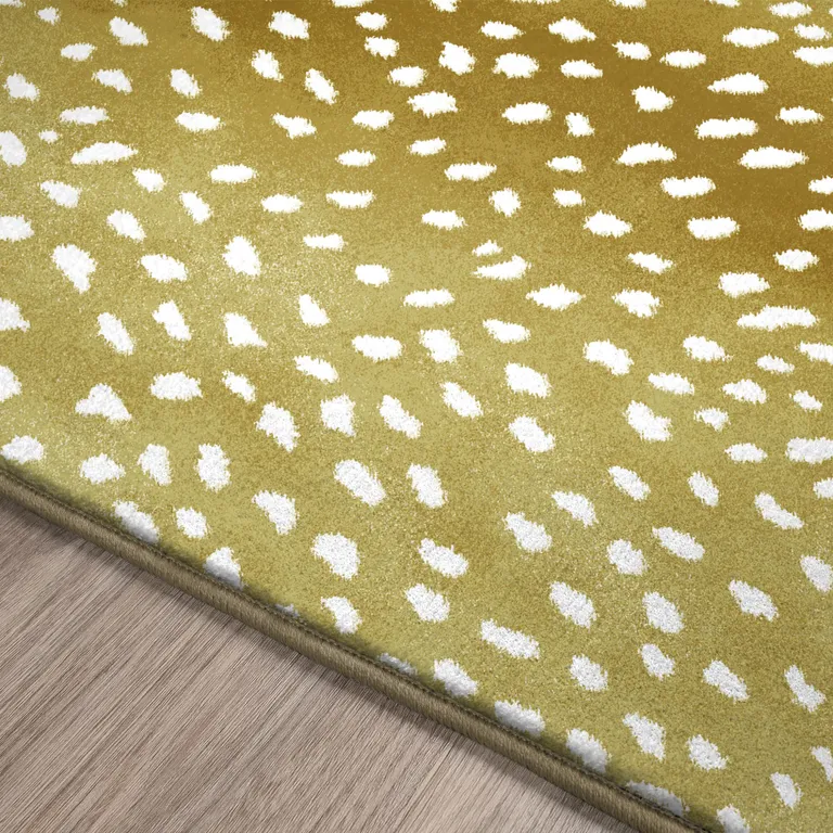 Gold Gazelle Print Shag Handmade Non Skid Area Rug Photo 3