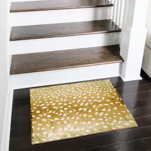 Photo of Gold Gazelle Print Shag Handmade Non Skid Area Rug