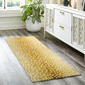 Photo of Gold Gazelle Print Shag Handmade Non Skid Runner Rug