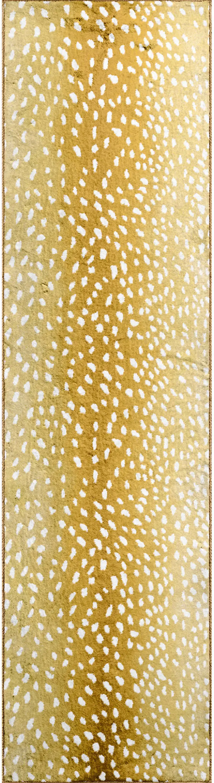 Gold Gazelle Print Shag Handmade Non Skid Runner Rug Photo 5