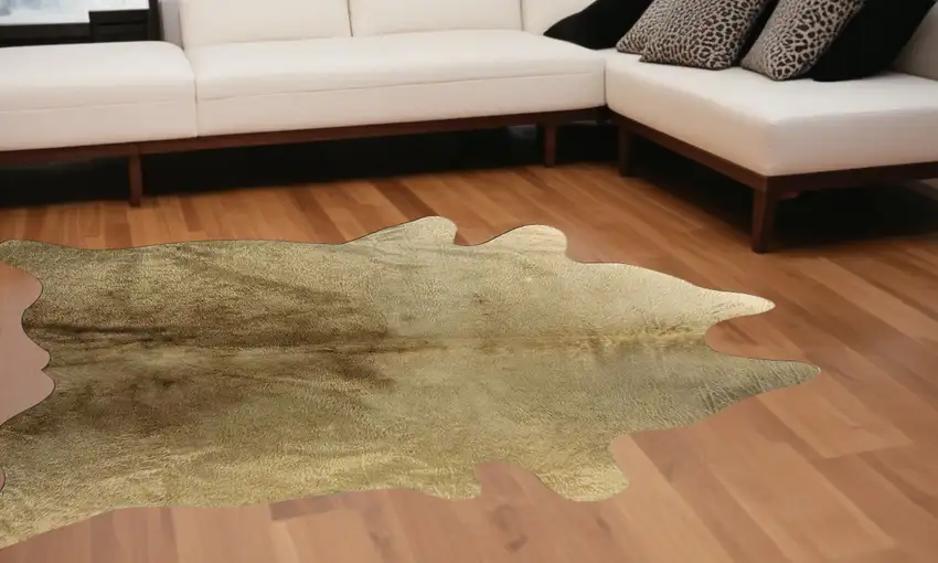 Gold Genuine Cowhide Area Rug Photo 1