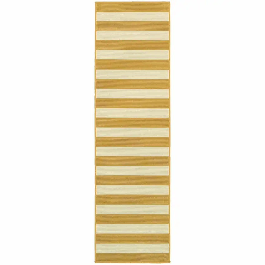 Gold Geometric Stain Resistant Indoor Outdoor Area Rug Photo 1