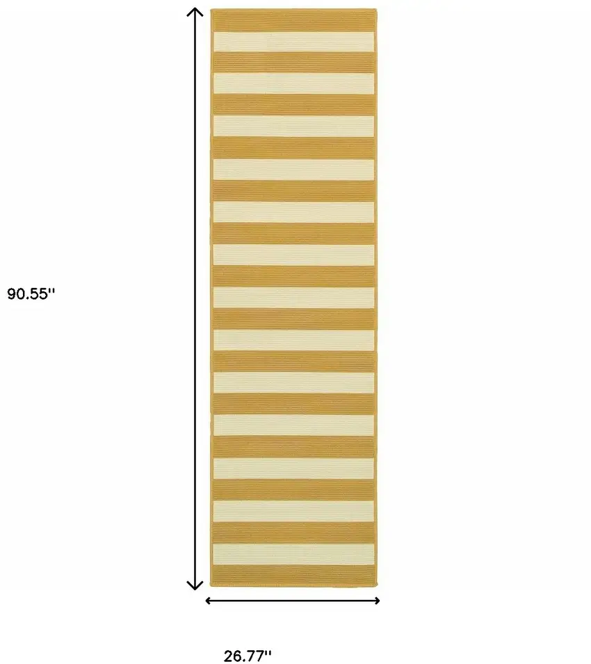 Gold Geometric Stain Resistant Indoor Outdoor Area Rug Photo 4