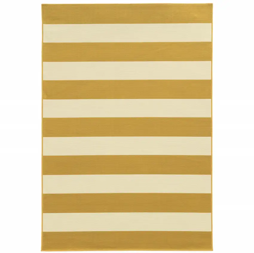 Gold Geometric Stain Resistant Indoor Outdoor Area Rug Photo 1