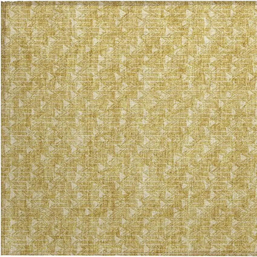 Gold Geometric Washable Non Skid Indoor Outdoor Area Rug Photo 7