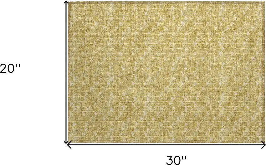 Gold Geometric Washable Non Skid Indoor Outdoor Area Rug Photo 3