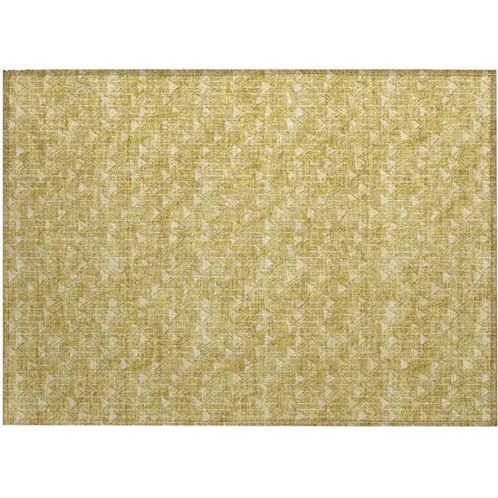Gold Geometric Washable Non Skid Indoor Outdoor Area Rug Photo 2