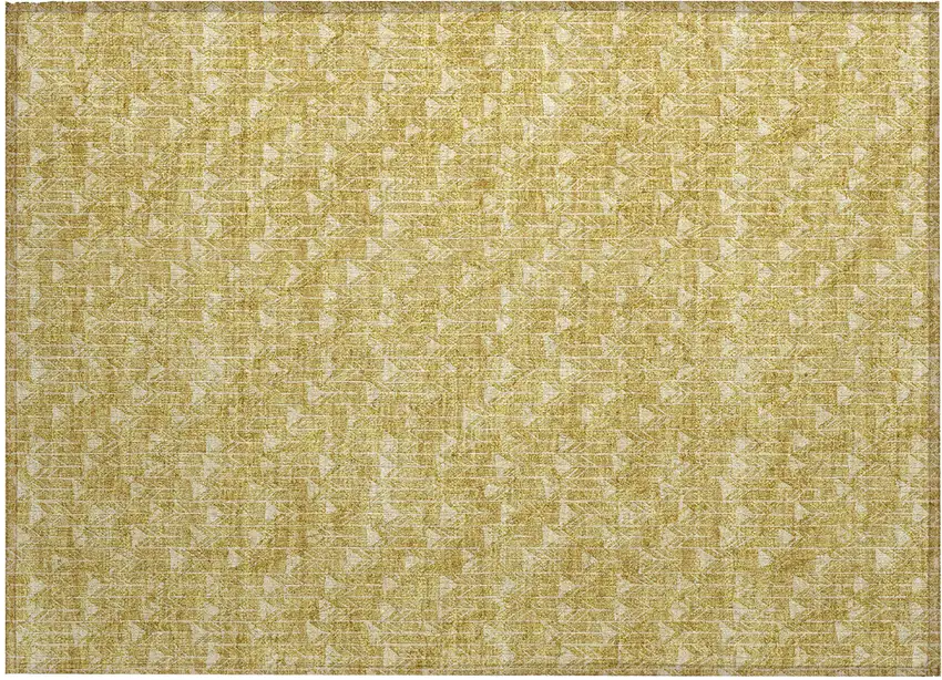 Gold Geometric Washable Non Skid Indoor Outdoor Area Rug Photo 2