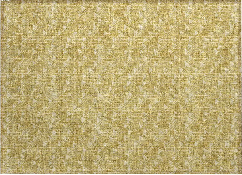 Gold Geometric Washable Non Skid Indoor Outdoor Area Rug Photo 2