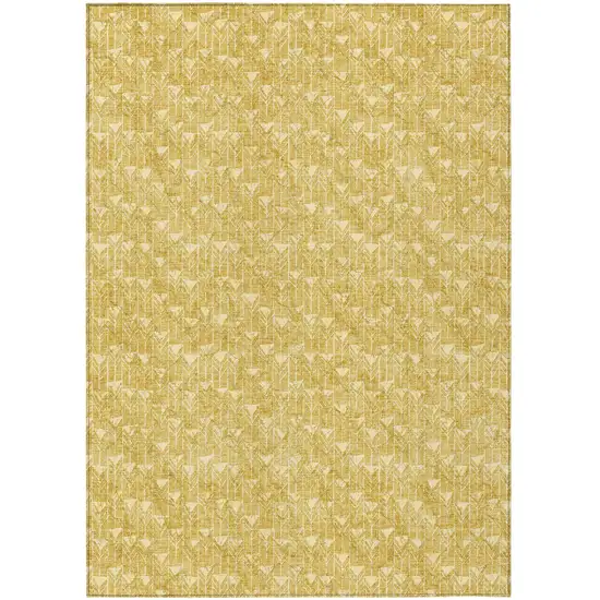 Gold Geometric Washable Non Skid Indoor Outdoor Area Rug Photo 2