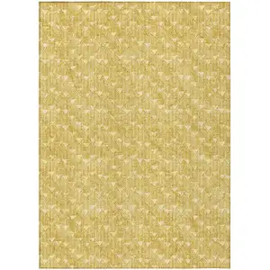 Photo of Gold Geometric Washable Non Skid Indoor Outdoor Area Rug