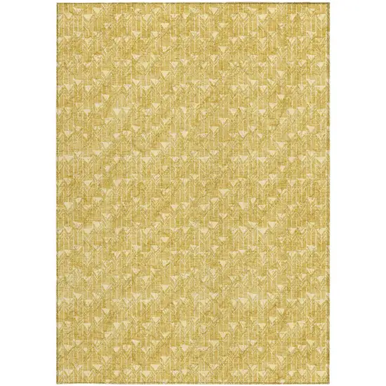Gold Geometric Washable Non Skid Indoor Outdoor Area Rug Photo 5