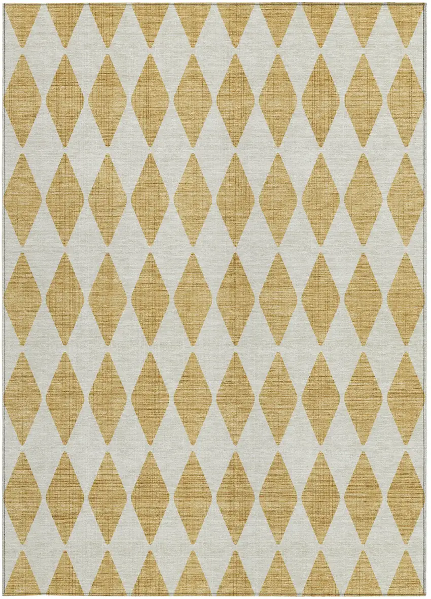 Gold Geometric Washable Non Skid Indoor Outdoor Area Rug Photo 6