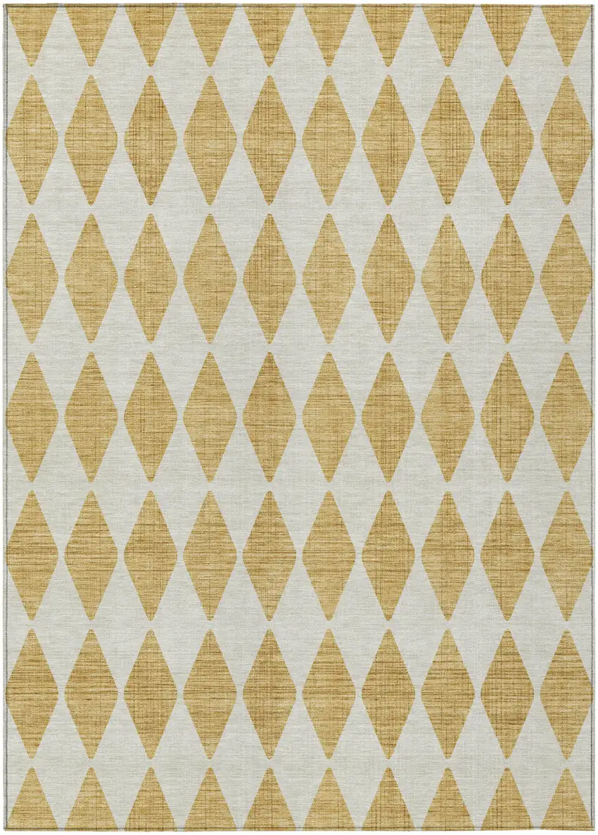 Gold Geometric Washable Indoor Outdoor Area Rug Photo 2