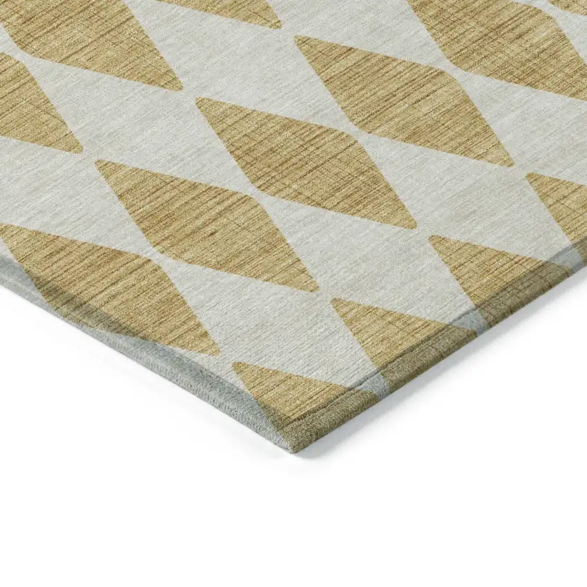 Gold Geometric Washable Non Skid Indoor Outdoor Area Rug Photo 4
