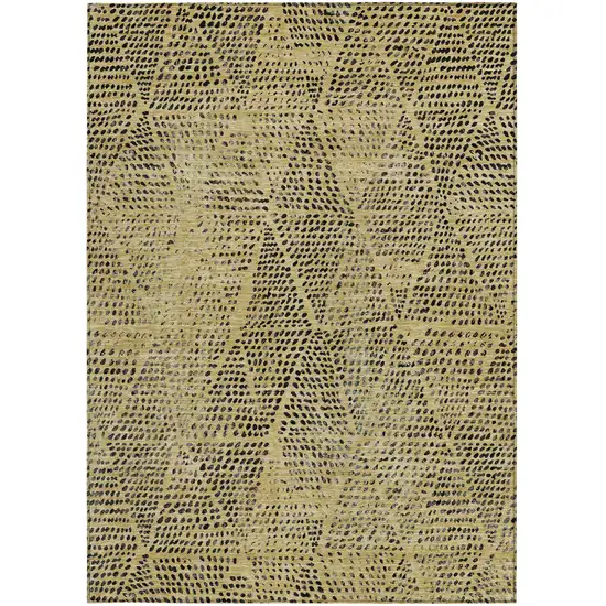 Gold Geometric Washable Non Skid Indoor Outdoor Area Rug Photo 5