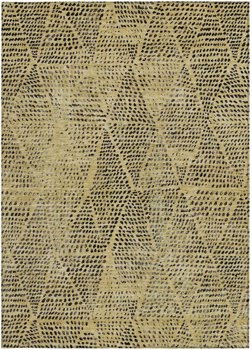 Gold Geometric Washable Non Skid Indoor Outdoor Area Rug Photo 5