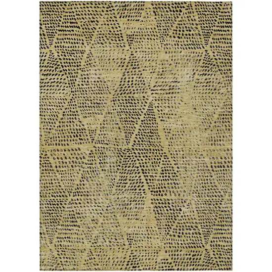 Gold Geometric Washable Non Skid Indoor Outdoor Area Rug Photo 2