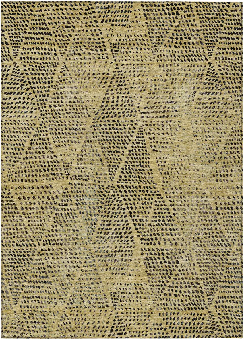 Gold Geometric Washable Non Skid Indoor Outdoor Area Rug Photo 2
