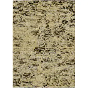 Photo of Gold Geometric Washable Non Skid Indoor Outdoor Area Rug