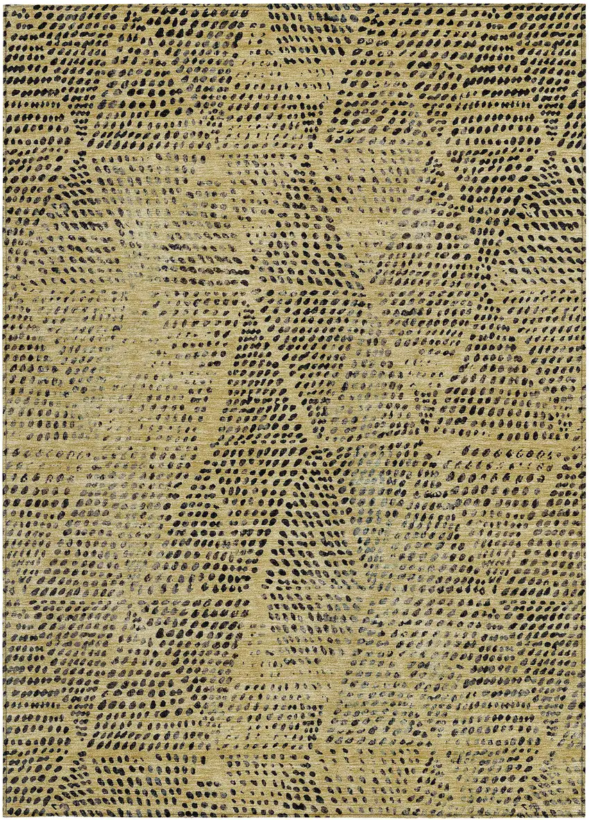 Gold Geometric Washable Non Skid Indoor Outdoor Area Rug Photo 6