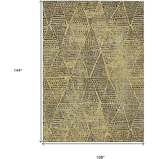 Gold Geometric Washable Non Skid Indoor Outdoor Area Rug Photo 3