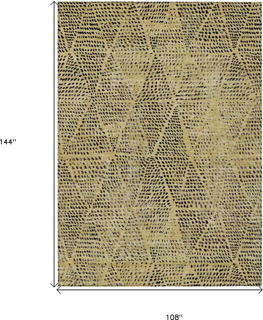 Gold Geometric Washable Non Skid Indoor Outdoor Area Rug Photo 3