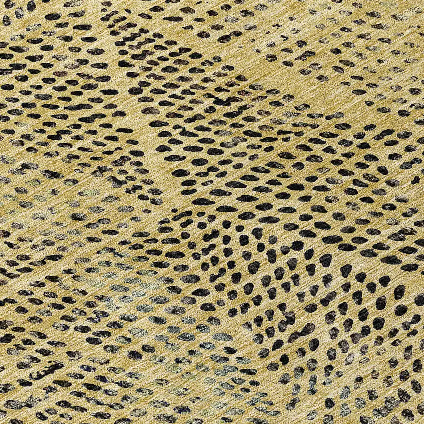 Gold Black And Charcoal Geometric Washable Indoor Outdoor Area Rug Photo 7